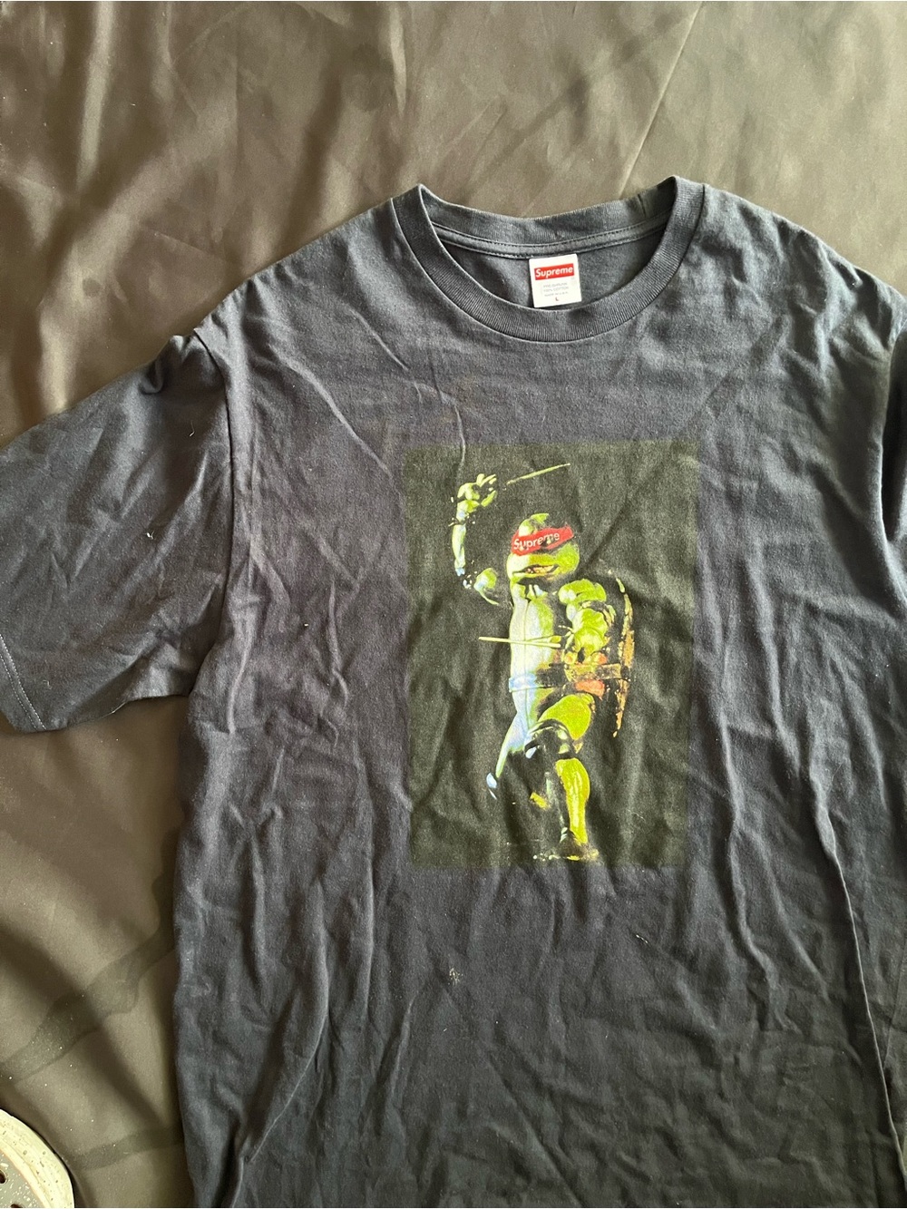 Supreme Black Tee with Neon Green TMNT Graphic